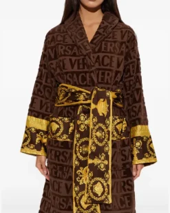 I Love Baroque Morgenmantel mit Logo-Print - Braun