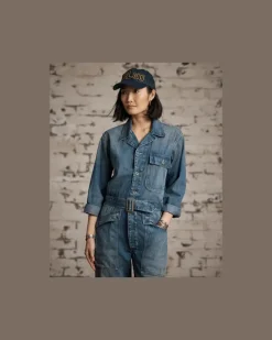 Indigoblauer Denim-Overall Blue