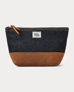 Indigo-Denim-Pochette mit Wildleder Blue
