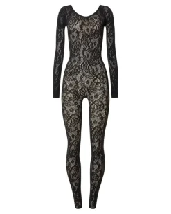 Infinite Rose Jumpsuit mit Blumenspitze - Schwarz