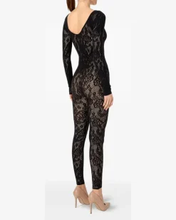 Infinite Rose Jumpsuit mit Blumenspitze - Schwarz