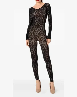 Infinite Rose Jumpsuit mit Blumenspitze - Schwarz