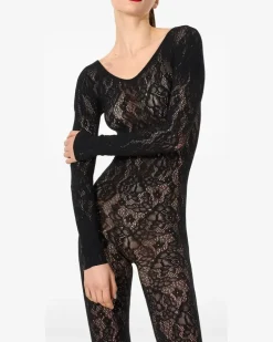 Infinite Rose Jumpsuit mit Blumenspitze - Schwarz
