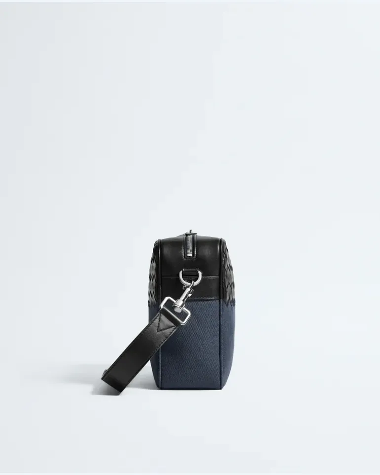 Intrecciato Camera Bag-Blau - Herren