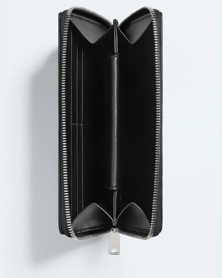 Intrecciato Piccolo Organizer mit umlaufendem Zip-Schwarz - Herren