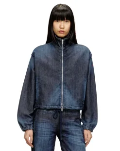 Jacke aus JoggJeans mit hohem Kragen - Denim jacken - Damen - Blau