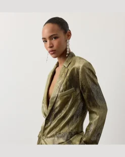 Jacke Marcy aus Metallic-Jacquard Green