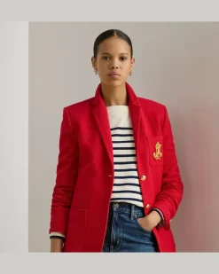 Jacquardblazer mit Bouillonstickerei Red