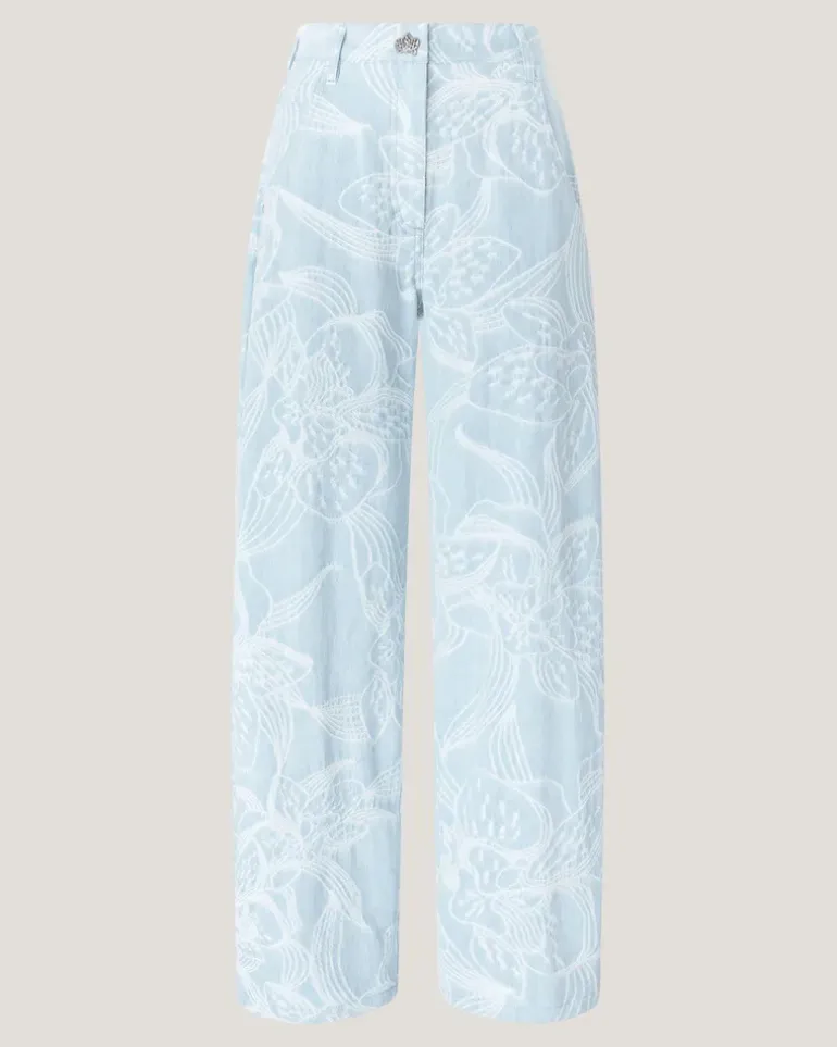 Jacquard orchid denim trousers Blue