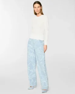 Jacquard orchid denim trousers Blue