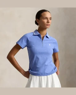 Jacquard-Poloshirt mit Zopfmuster Blue