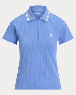 Jacquard-Poloshirt mit Zopfmuster Blue
