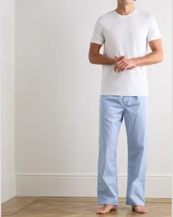 James Cotton-Poplin Pyjama Trousers Blue