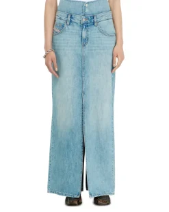 Jeans-Illusion Denim-Maxirock mit Schlitzen - Röcke - Damen - Blau