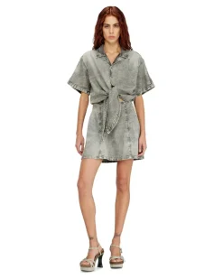 Jeanskleid mit sportlichen Streifen - Kleider - Damen - Grau