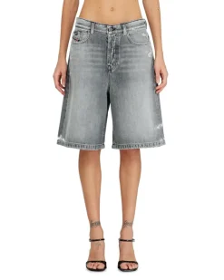 Jeansshorts mit ausgefransten Säumen - Kurze Hosen - Damen - Grau