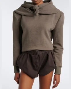 Jersey-Hoodie aus einem Baumwollgemisch Grau