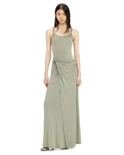 Jersey-Maxikleid mit gedrehten Details - Kleider - Damen - Grün