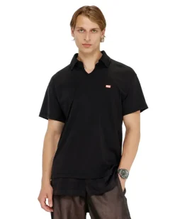 Jersey-Poloshirt mit Flanellkaro-Details - Polohemden - Herren - Schwarz