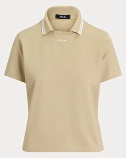 Jersey-Poloshirt mit mehrlagigem Kragen Tan
