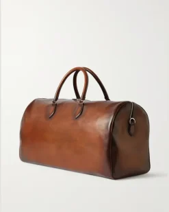 Jour Off Scritto Venezia Leather Duffle Bag Brown