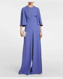 Jumpsuit aus Crêpe Blau