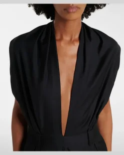 Jumpsuit aus Schurwolle Schwarz