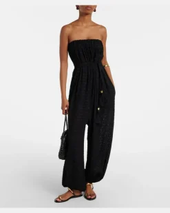 Jumpsuit aus Seiden- und Baumwoll-Jacquard Schwarz