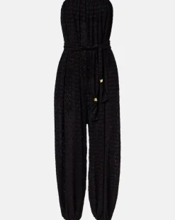 Jumpsuit aus Seiden- und Baumwoll-Jacquard Schwarz