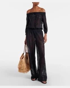 Jumpsuit Tully aus Häkelstrick Schwarz