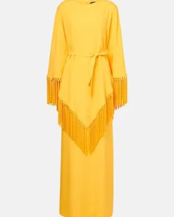 Kaftan aus Crêpe-Cady Gelb