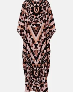 Kaftan aus Crêpe de Chine Manuba aus Seide Rosa