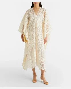 Kaftan aus Guipure-Spitze Weiß