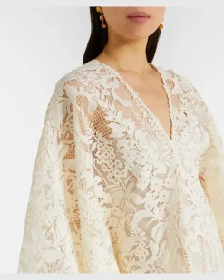 Kaftan aus Guipure-Spitze Weiß