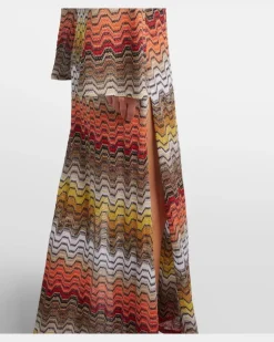 Kaftan aus Häkelstrick Multicolor