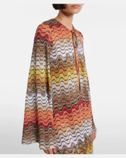 Kaftan aus Häkelstrick Multicolor