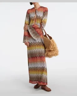 Kaftan aus Häkelstrick Multicolor