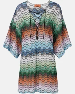 Kaftan aus Häkelstrick Multicolor