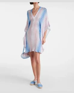 Kaftan aus Häkelstrick Rosa