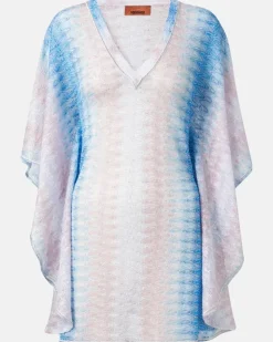 Kaftan aus Häkelstrick Rosa