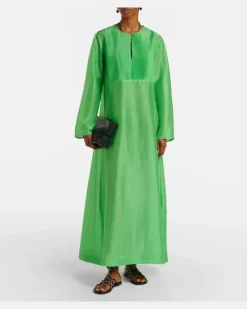 Kaftan aus Leinen und Seide GrüN