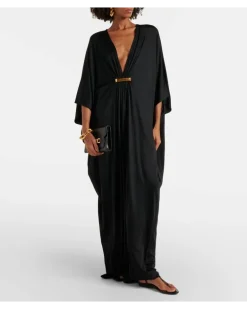 Kaftan aus Satin-Jersey Schwarz