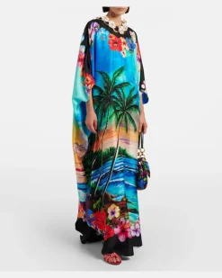 Kaftan aus Seide Multicolor