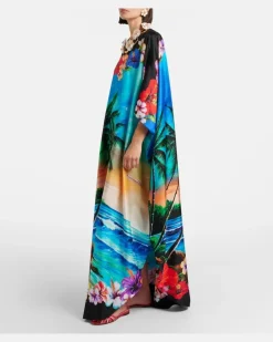 Kaftan aus Seide Multicolor
