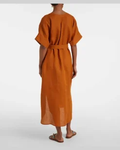 Kaftan Bibi aus Leinen Braun