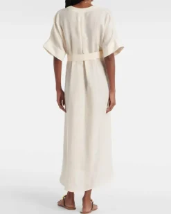 Kaftan Bibi aus Leinen Weiß