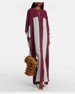 Kaftan Bold Stripes Burgunderrot