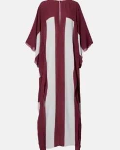 Kaftan Bold Stripes Burgunderrot