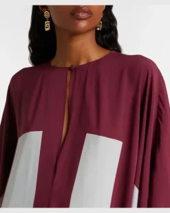 Kaftan Bold Stripes Burgunderrot