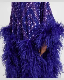 Kaftan Casta Diva Follies aus Tüll mit Pailletten Blau